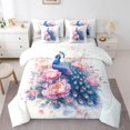 thumbnail image 1 of Girls Peacock Comforter Set Exotic Birds Bohemian Full 7 Pieces Bedding Set,Pink Flower Feather Ink Painting Bed In A Bag Peacock Feather Printed 7 Pieces Bedding Set, 1 of 5