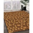 thumbnail image 3 of Ahgly Company Tapis d'Intérieur Lavable à la Machine, Carré, Transitionnel, Rouge Brun, Tapis de Zone, 4 Pieds Carré, 3 of 7