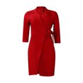 thumbnail image 1 of Gspmoly Robe pour Femmes, Robe Décontractée Ajustée Plissée avec Ceinture à Manches Trois Quarts à Col en V, Robe Colorée, Robes de Soirée pour Femmes jusqu'à 60 % de Rabais, 1 of 8
