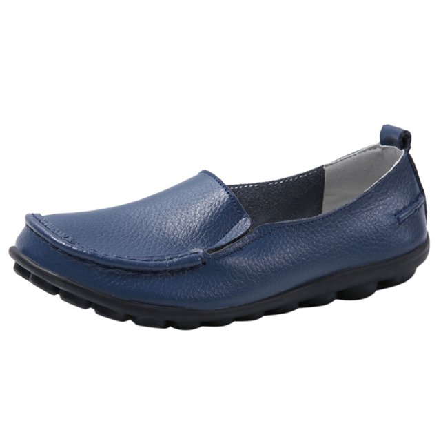 B91xZ Chaussures Plates Confortables en Cuir pour Femmes, Bleu Foncé 8