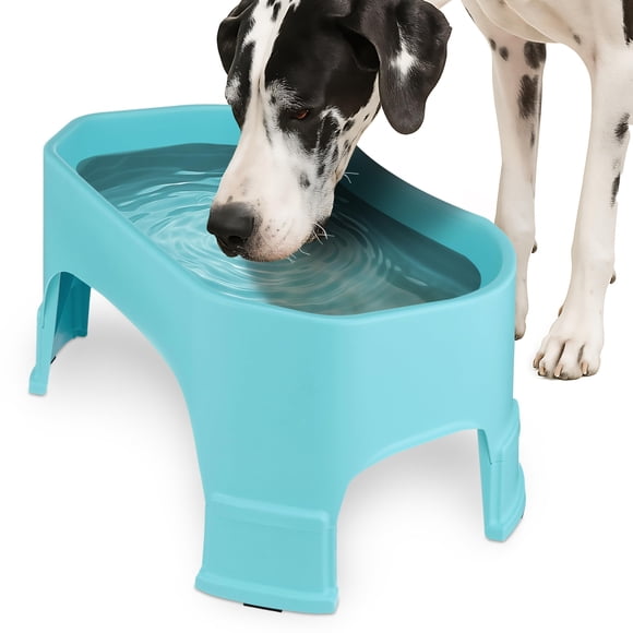 Neater Pet Brands Extra Large Water Bowl for Dogs Raised Outdoor Dog Water Bowl (2.25 Gallon XL Capacity) Big Trough Style Food Dish for Indoors or Outside No Spill Large Dog Bowls Aquamarine
