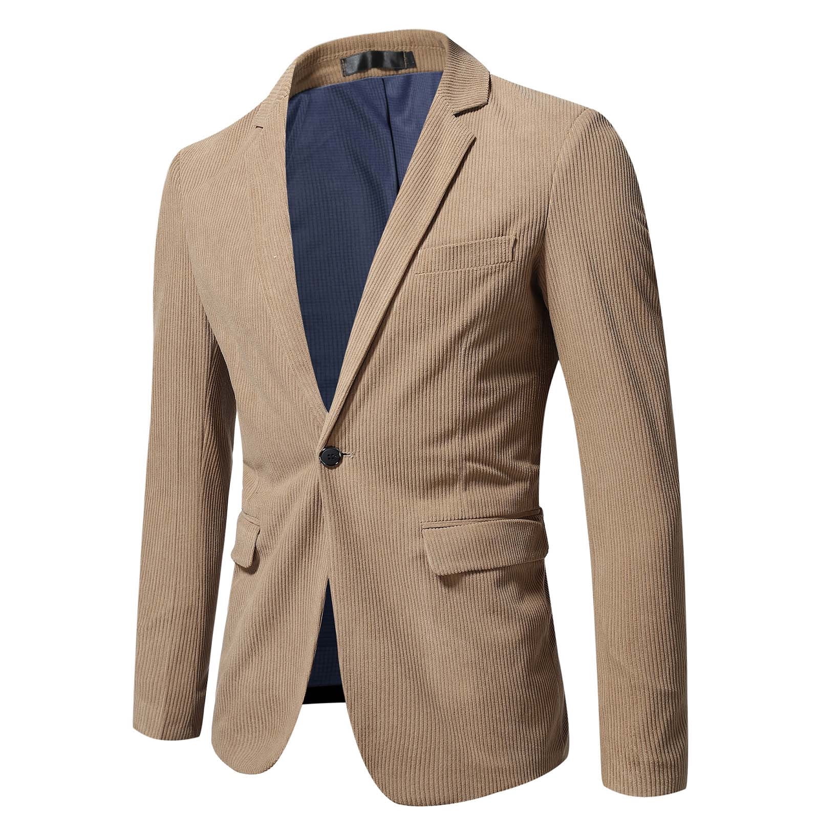 Mens Jacket Winter Mens Autumn And Winter Fashion Personality Solid Color Casual Suit Jacket
