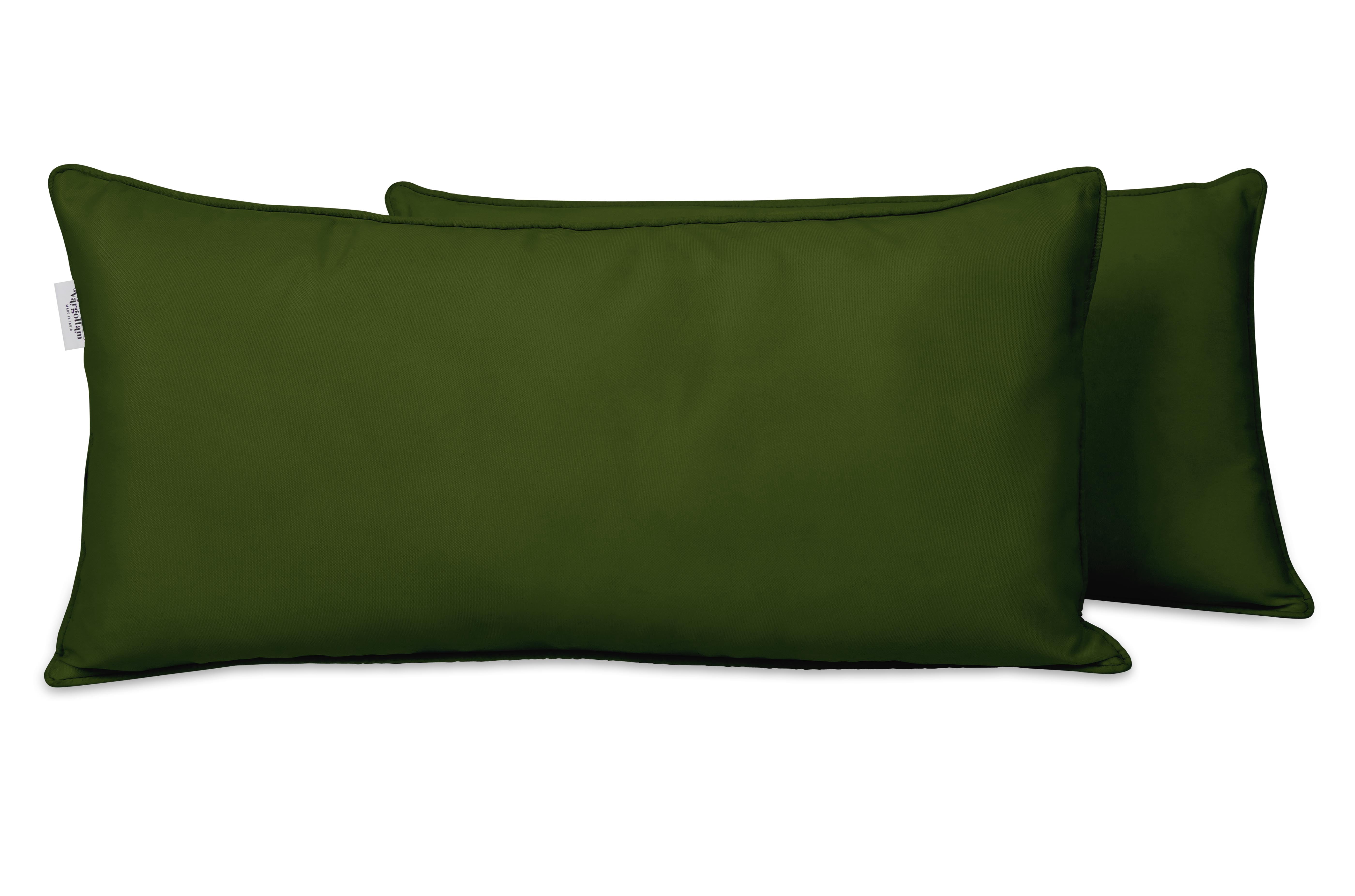 VargottamIndoor/OutdoorPolyester FabricLumbarPillowCover,All-Weather Waterproof Rectangular Cushion Case for Patio Furniture,16" x 24"Set of 2-Dark Green