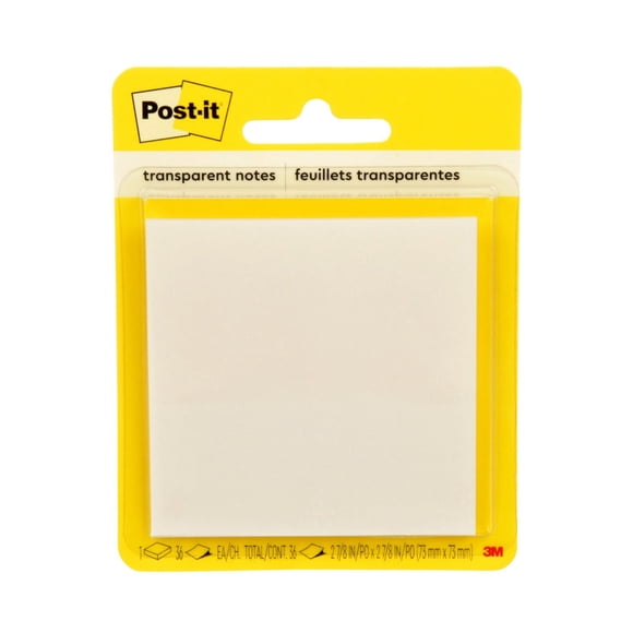 Post-it® Transparent Notes 600-TRSPT, 2-7/8 in x 2-7/8 in (73 mm x 73 mm), 1 Pad/Pack, 36 Sheets/Pad