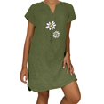 thumbnail image 2 of FcBaudy Robes d'Été pour Femmes, Robes pour Femmes, Jupe pour Femmes Mode Féminine Ample Loisirs Col en V Manches Courtes Robes d'Été Robe pour Femmes, 2 of 5