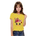 thumbnail image 2 of Rbaofujie T-Shirts pour Fille à Manches Courtes, Jolis T-Shirts Graphiques à Col Rond, Imprimé de Chat de Dessin Animé, Hauts d'Été, 2 of 4