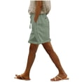 thumbnail image 2 of LVHAOGJOB Womens Cottton Linen Shorts Elastic Waist Plus Size Summer with Pockets Solid Color Drawstring Shorts Pants for Ladies Loose, 2 of 9