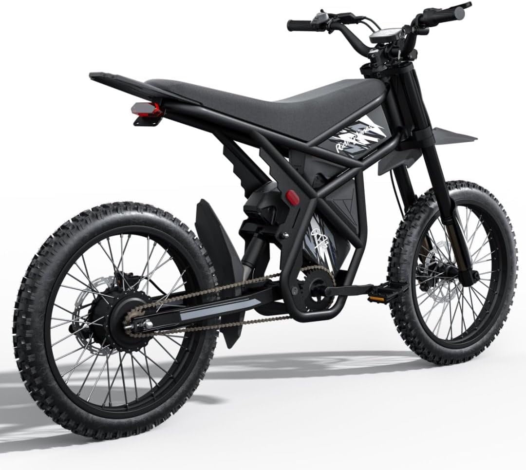 Ridingtimes GT73 Electric Dirt Bike for Adults 2400W Electric Bike with 48V 18.2AH*2 Removable Batteries 37MPH/85Mile Range 25" x2" Motorcycle Tires Dual Hydraulic Brakes & Full Suspension UL2849 MTB