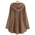 thumbnail image 5 of Womens Cardigan Plus Size Button Plush Tops Hooded Loose Cardigan Wool Coat Winter Jacket Navy Xl, 5 of 5