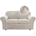 thumbnail image 1 of Modern Velvet Plush 4 Piece High Stretch Sofa Slipcover Furniture Protector Form Fit Luxury Thick Sofa Cover, Machine Washable, 1 of 6