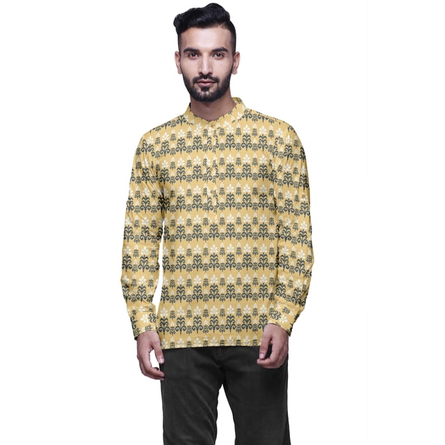 Atasi Long Cuff SleeveShirtCasual Printed Short Kurta For Men Summer Wear