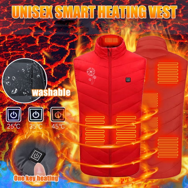 Gilet Chauffant pour Femmes, Rechargeable par Usb, Lavable, Gilet Chauffant Sans Manches à Imprimé Floral pour Ski, Camping, Randonnée, Gilet Chauffant pour Hommes