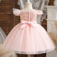thumbnail image 4 of BYHONG Robe de Concours en Maille pour Fille Enfant Fête Nœud Sans Manches Robe Robes Jupes Robes pour Filles Rose 1a, 4 of 4