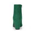 thumbnail image 2 of BLISSFUL STEP Bottines à Talon Bloc à Bout Rond pour Femmes avec Fermeture Éclair Latérale Vert Émeraude 10, 2 of 7