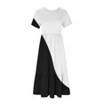 thumbnail image 4 of Besolor Robe d'Été Décontractée pour Femme à Blocs de Couleur, Manches Courtes, Col Ras du Cou, Plissée, Fluide, à Étages, Maxi avec Poches, 4 of 4