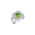thumbnail image 3 of RYLOS Mens Rings 14K White Gold Designer Round Gemstone &  Sparkling Diamond Ring Peridot August Birthstone Rings For Men, Men's Rings, Gold Rings Sizes 8 - 13, 3 of 7