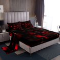 thumbnail image 1 of YST Geometric Neon Square Bed Sheets, Stereoscopic Geometry Sheet Set Queen Size Red Black Neon Lights Sheets Modern Abstract Grid Fitted Sheet For Kids Teens Adult Women Bedroom, 1 of 6