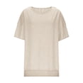 thumbnail image 3 of WRKEKC Chemises à Manches Courtes pour Femmes, T-Shirts d'Été pour Femmes, Chemise de Sport à Manches Courtes Col Rond Couleur Unie Grande Taille pour Femmes, 3 of 8