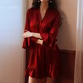 thumbnail image 4 of Teissuly Robes Pyjamas pour Femmes Nuisette de Couleur Unie Pyjama Aguichant Cardigan Peignoir Nuisette, 4 of 6