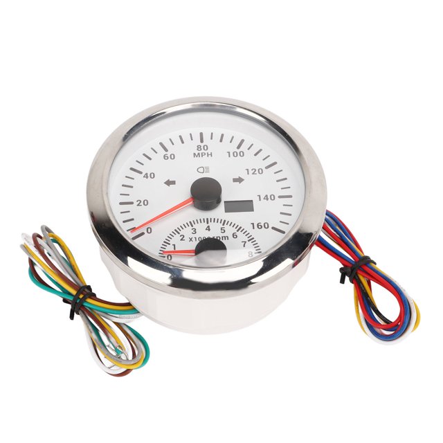 Compteur de Vitesse GPS avec Tachymètre 8000RPM IP67 Étanche 0-160 Mph Rétroéclairage Rouge pour Bateau VTT