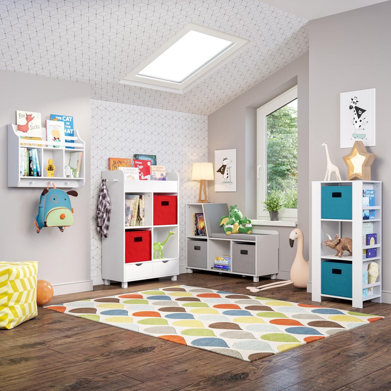 Collection Book Nook Maison RiverRidge® Banc de rangement blanc avec casiers pour enfant