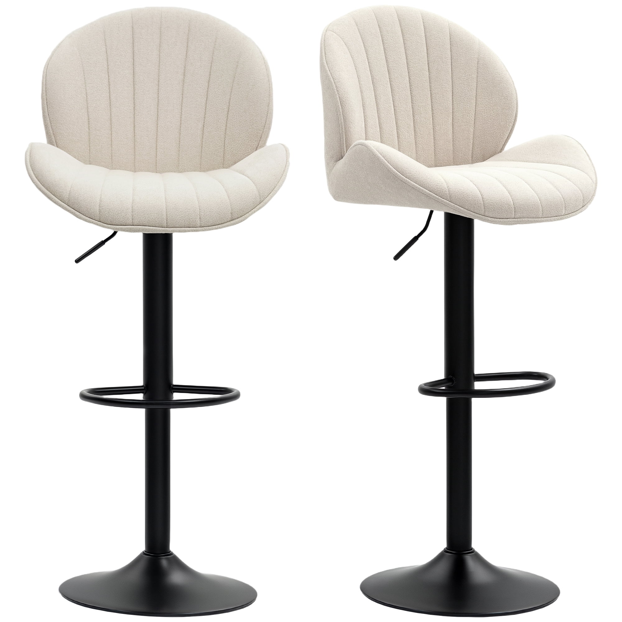 CoSoTower Bar Stools Set of 2, Swivel Barstools with Back, Adjustable Height and Footrest for Kitchen Island, Dining Room, Beige
