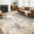 thumbnail image 1 of Area Rug Living Room Rugs: 5x7 Washable Large Abstract Modern Soft Stain Resistant Indoor Floor Non Slip Accent Carpet for Bedroom Nursery Playroom Dining Room Office Dorm Home House- Gray Gold, 1 of 8