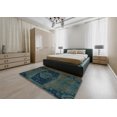thumbnail image 4 of Ahgly Company Tapis d'Intérieur Carrés Abstraits Vert Sarcelle Profond, Tapis de Zone Abstraits, 6 Pieds Carré, 4 of 6
