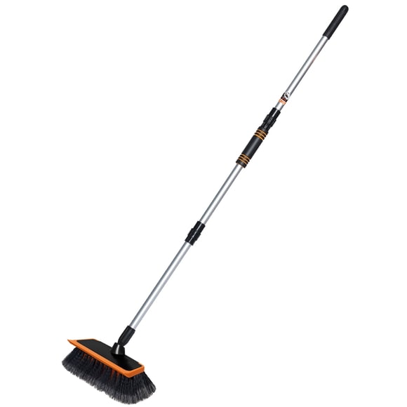 MATCC Long Handle Car Wash Brush with Squeegee Edge 10" Brush Head for Auto, RV, Truck, Boat, Pool Deck