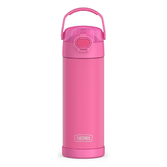 THERMOS FUNTAINER 16 Ounce Stainless Steel Vacuum Insulated Bottle with Spout and Locking Lid, Neon Pink