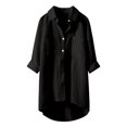 thumbnail image 3 of Weiqiqre Womens Spring Tops Oversized Linen Shirts Blouses Tops Long Sleeve High Low Button Up Shirts, 3 of 4