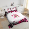 thumbnail image 4 of Erosebridal Ensembles de Couette Lettre Initiale Format Grand, Ensemble de Literie Personnalisé Monogrammé Couette Grand, Déco Florale, Réversible, Ultra Doux, 3 Pcs, 4 of 8