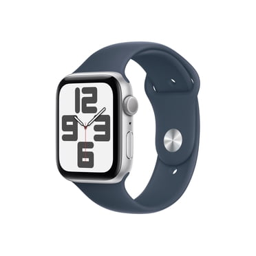 Apple Watch SE2 44mm GPS Silver Aluminum Case with Denim Sport Band S/M