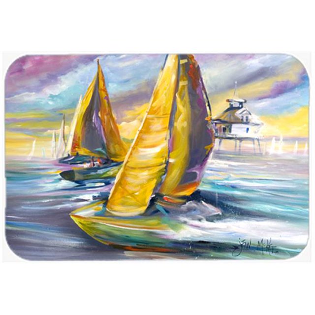 Sailboat With Middle Bay Lighthouse Kitchen & Bath Mat, 20 x 30