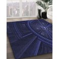 thumbnail image 3 of Ahgly Tapis Rond Lavable en Machine Intérieur Transitionnel Bleu Nuit, 5 Pieds Rond, 3 of 7