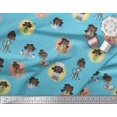 thumbnail image 2 of Soimoi Blue Silk Fabric Circle,Cook & Working Girl Print Sewing Fabric Yard 42 Inch Wide, 2 of 3