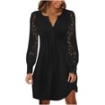 thumbnail image 1 of Birdeem Robe Ample Décontractée pour Femme à Col en V, Manches Longues, Taille à Boutons, Couleur Unie, 1 of 6