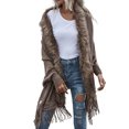 thumbnail image 1 of GDREDA Womens Solid Color Collar Cloak Knitted Capes Shawl Tassel Open Front Cardigans Sweater Coat Workout Clothes, 1 of 7