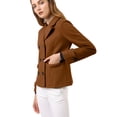 thumbnail image 4 of INSPIRE CHIC Women's Winter Worsted Notched Lapel Double Breasted Short Peacoat, 4 of 6