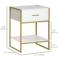 thumbnail image 3 of HOMCOM Modern Nightstand Set of 2 Side Table Shelf Drawer White Gold, 3 of 10