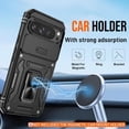 thumbnail image 4 of KOMI for Google Pixel 9 Pro XL Case with [2 Pack] HD Screen Protector + Slide Camera Cover, 360° Rotation Ring Kickstand [Military Grade] Shockproof Protective Phone Cover for Pixel 9 Pro XL, Black, 4 of 5