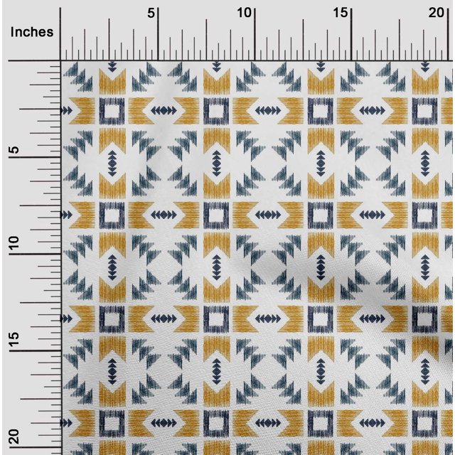 oneOone Georgette Viscose Fabric Geometric Ikat Printed Fabric 1 Yard 42 Inch Wide