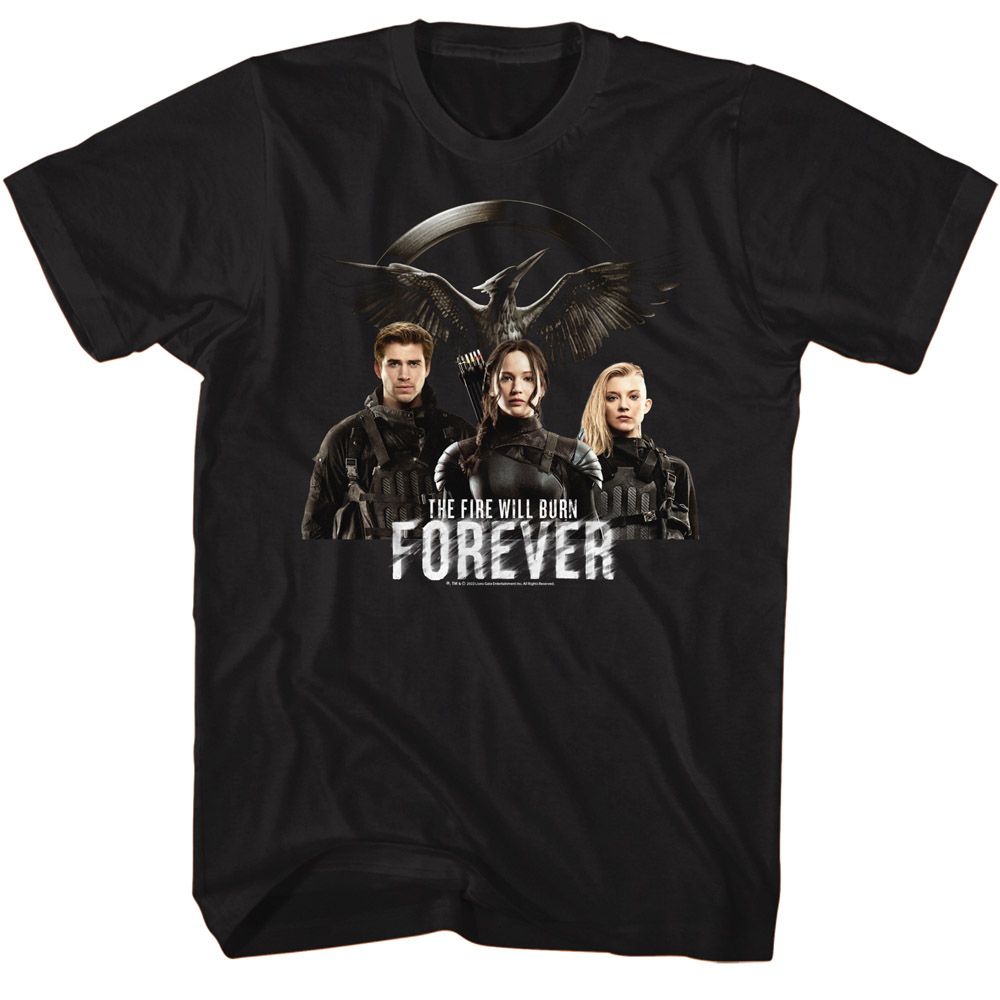 The Hunger Games T-Shirt Noir Feu Brûlera pour Toujours