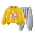 thumbnail image 2 of Pisexur Ensemble 2 Pcs pour Bébé Filles Garçons Automne Hiver Mode Décontractée Polaire Manches Longues Col Rond Chandails en Molleton et Pantalons Vêtements de Détente Imprimé Mignon Ensemble de Survêtement pour Enfants 3-8 Ans, 2 of 4