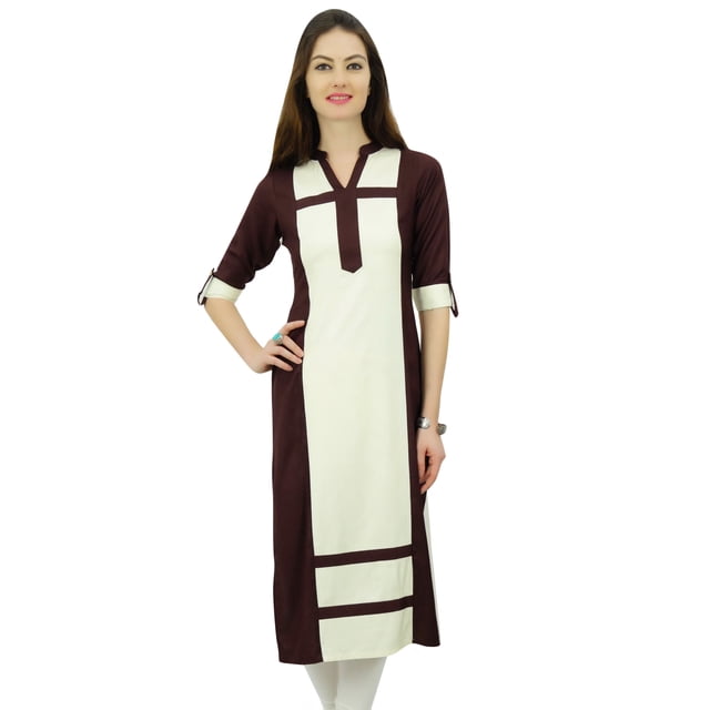 Phagun Kurta Kurti à Manches 3/4 en Rayonne pour Femmes, Tunique Décontractée d'Été