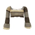 thumbnail image 1 of MesaSe Women Fall Winter Crochet Knit Mesh Sweater Off Shoulder Long Sleeve Pullover Crop Tops Ribbed Blouse Tops, 1 of 6