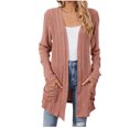 thumbnail image 1 of cfhntfmh Womens Casual Cardigan Ribbed Knit Open Front Long Cardigans Lounge Long Sleeve Sweater Outwear with Pockets, 1 of 4