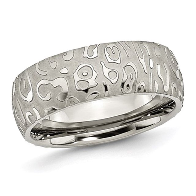 Mens 8mm Titanium Brushed and Polished Band Ring