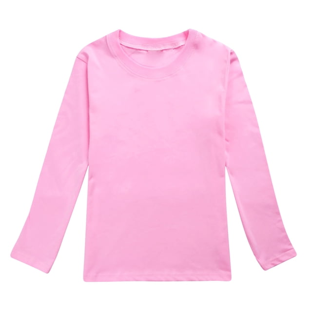 TIEVOSA Garçons Filles Automne Manches Longues T-Shirt Uni à Imprimés Hauts pour 2-3 Ans (Rose)