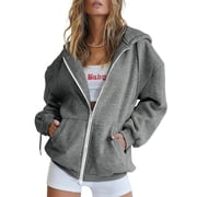 Womens Casual Solid Long Sleeve Zipper Hooded Coat Pocket Sweatshirt Tops Front Zip Hoodie Women Vintage Hoodies Pullover Sweatshirt Womens Womens Sweatshirt Hooded Baggy Hoodie Zip Sweatshirt Hoodie
